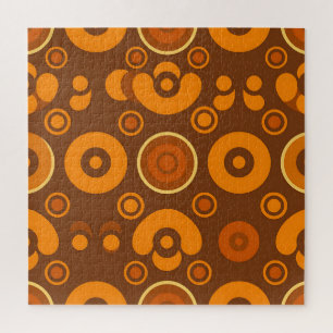 Groovy Retro Circles Abstract Pattern 1970s Jigsaw Puzzle