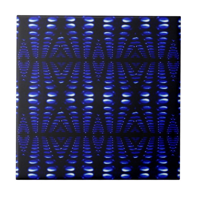 Groovy Retro Cobalt Blue Lava Bubbles Tile (Front)