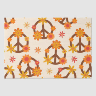 Groovy Retro Colourful Flowers on Peace Signs  Tissue Paper