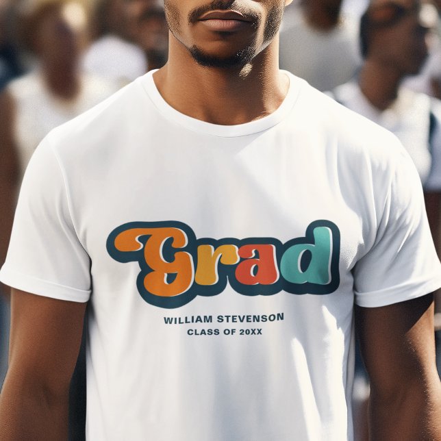 Groovy retro colourful Graduate typography T-Shirt (Creator Uploaded)