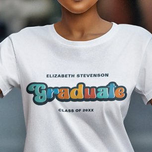 Groovy retro colourful Graduate with name T-Shirt