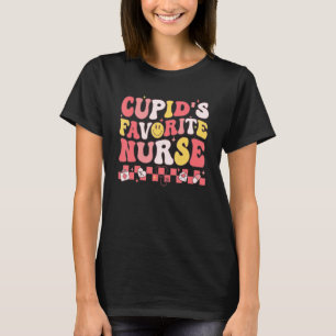 Groovy Retro Cupid's Favorite Nurse Nursing Valent T-Shirt