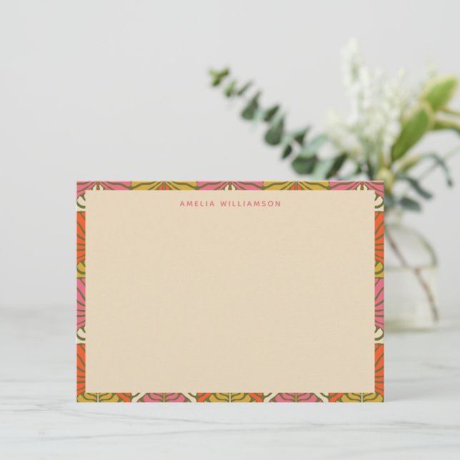 Groovy Retro Cute Personalized Stationery Name  Card (Standing Front)