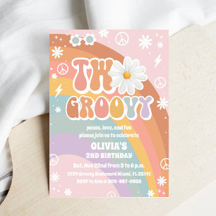 Groovy Retro Daisy Birthday Invitation