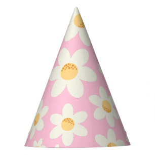 Groovy Retro Daisy Boho Party Hat   70s-Inspired F