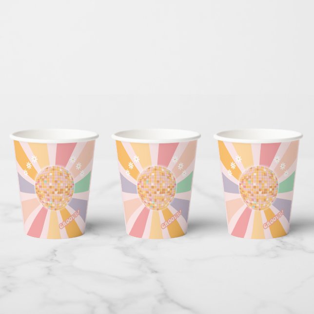Groovy Retro Daisy Disco Birthday Paper Cups (Multi)
