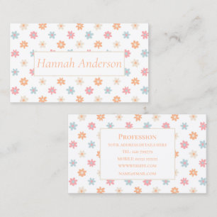 Groovy Retro Daisy Flowers Boho Floral Business Card