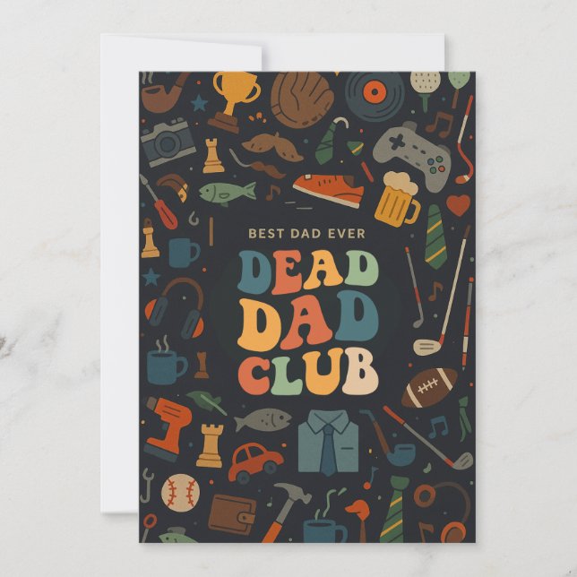 Groovy Retro Dead Dad Club Funny Fathers Day Gifts Invitation (Front)