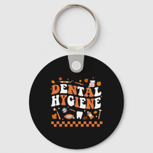 Groovy Retro Dental Hygiene Hygienist Dentist Fall Keychain
