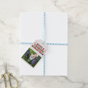 Groovy Retro Dog Photo Pawsome Christmas Gift Tags