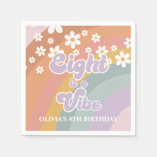 Groovy Retro eight is a Vibe Rainbow Napkin