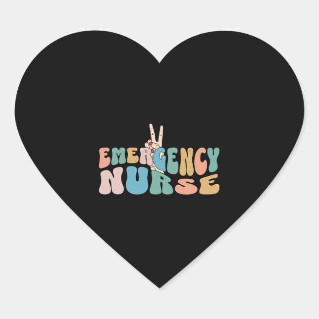 Groovy Retro ER Nurse Emergency Room Funny Nurse Heart Sticker (Front)