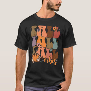 Groovy Retro Fall Vibes Cute Hippie Pumpkin Thankf T-Shirt