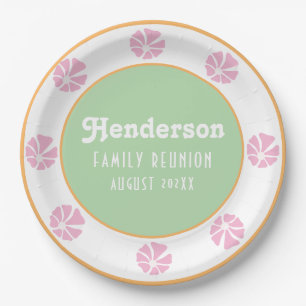 Groovy Retro Family Reunion Party Paper Plate