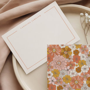 Groovy Retro Floral Flat Note Card