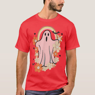 Groovy Retro Floral Ghost Cute Hippie Spooky Vibes T-Shirt