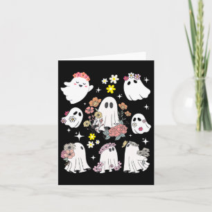 Groovy Retro Floral Ghost Hippie Cute Halloween Sp Card