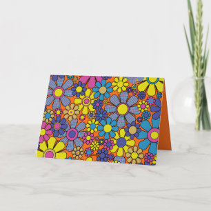 Groovy Retro Floral Maximalist 60s 70s Colourful  Card