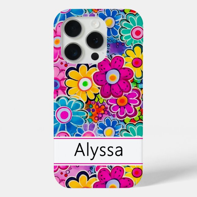 Groovy Retro Floral Personalized Case-Mate iPhone Case (Back)