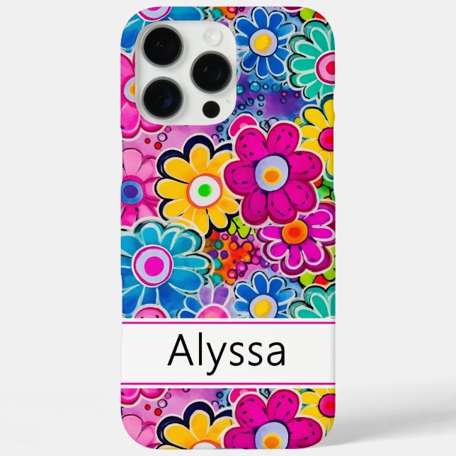 Groovy Retro Floral Personalized Case-Mate iPhone Case (Back)