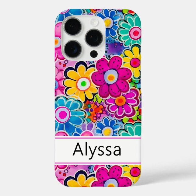 Groovy Retro Floral Personalized Case-Mate iPhone Case (Back)