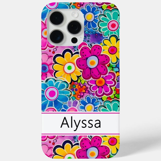 Groovy Retro Floral Personalized Case-Mate iPhone Case (Back)