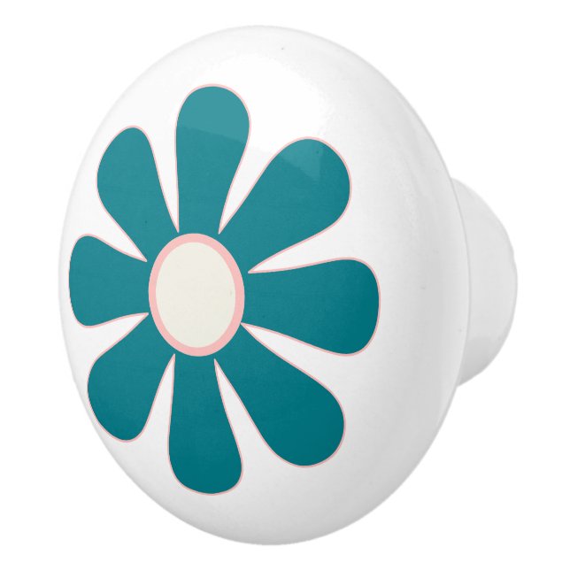 Groovy Retro Flower 60s 70s Minimalist Aesthetic Ceramic Knob (Right)
