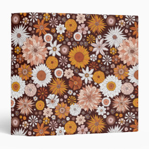 Groovy Retro Flower Garden Pattern Binder
