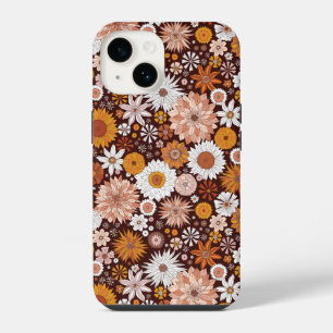 Groovy Retro Flower Garden Pattern iPhone 14 Case