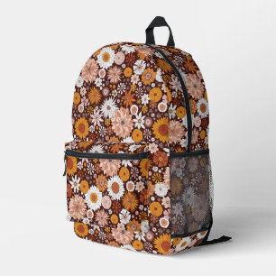 Groovy Retro Flower Garden Pattern Printed Backpack