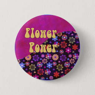Groovy Retro Flower Power 60s 70s 2 Inch Round Button