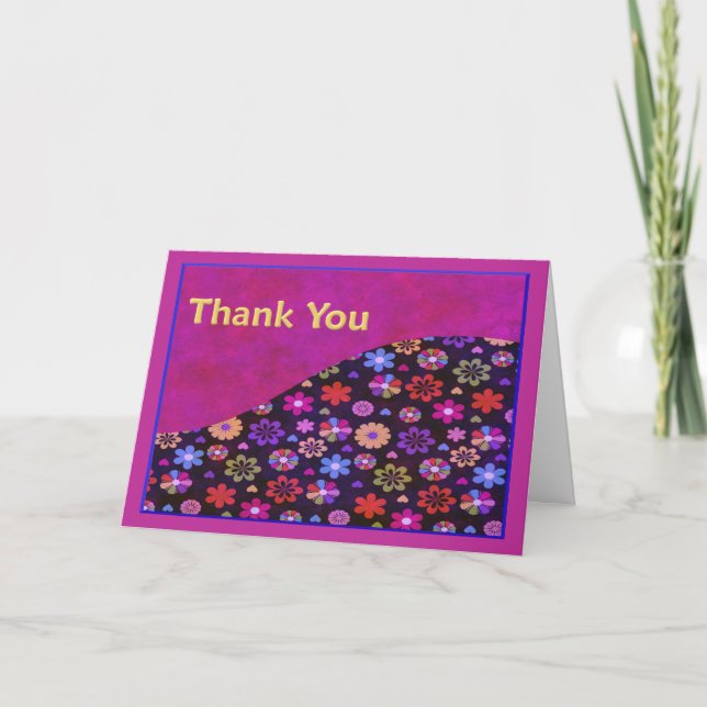 Groovy Retro Flower Power 60s 70s Thank You (Front)