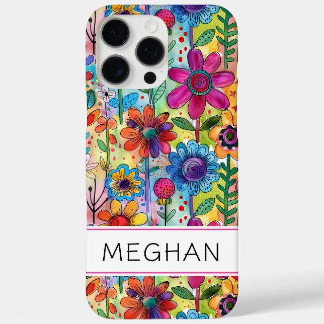 Groovy Retro Flower Power Personalized Case-Mate iPhone Case (Back)