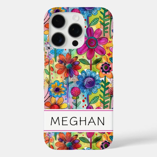 Groovy Retro Flower Power Personalized Case-Mate iPhone Case (Back)