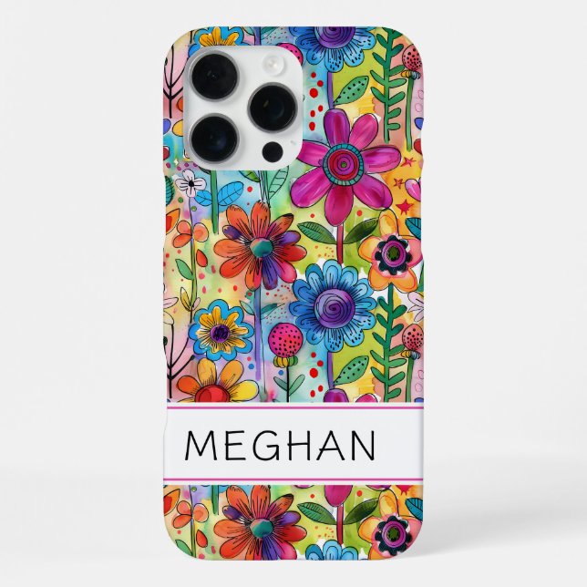 Groovy Retro Flower Power Personalized iPhone Case (Back)