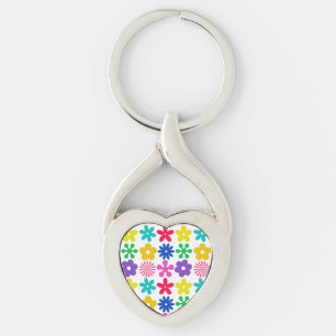 GROOVY RETRO FLOWERS KEYCHAIN