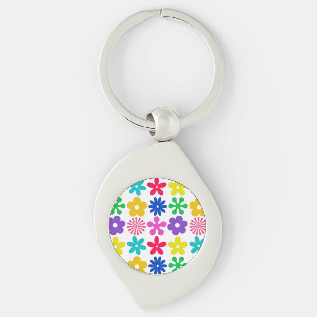 GROOVY RETRO FLOWERS KEYCHAIN (Front)