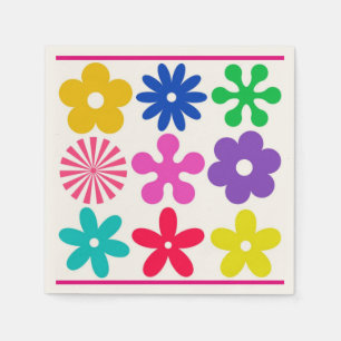 GROOVY RETRO FLOWERS NAPKIN