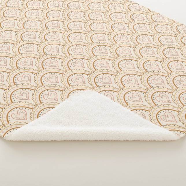 Groovy Retro Flowers Pattern  Sherpa Blanket (3/4)