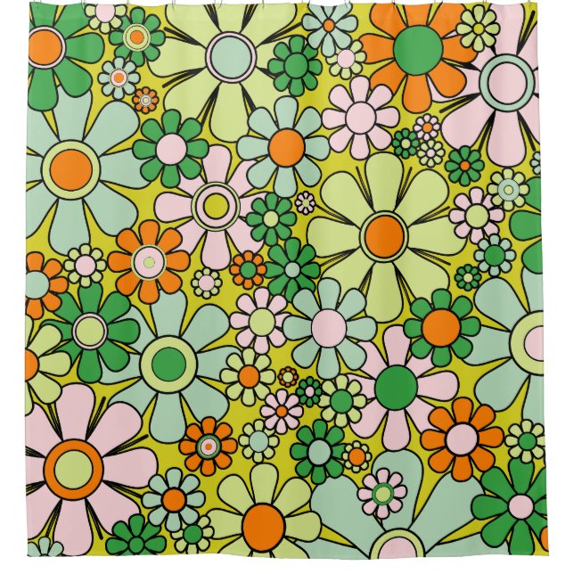 Groovy Retro Garden 60s 70s Spring Floral Pattern (Front)