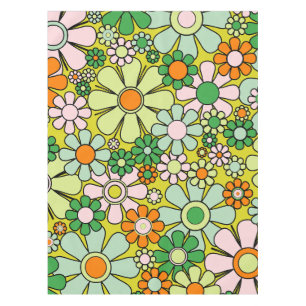 Groovy Retro Garden 60s 70s Spring Floral Pattern Tablecloth