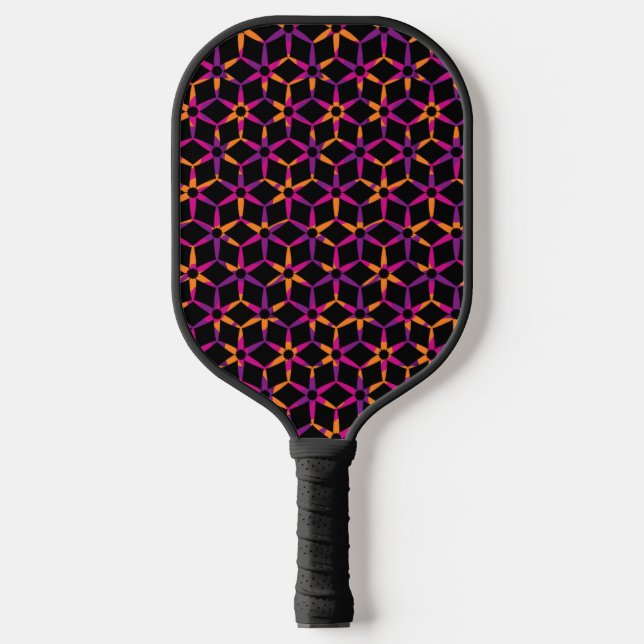 Groovy Retro Geometric Monogrammed Name Pickleball Paddle (Front)