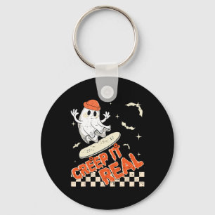 Groovy Retro Ghost Halloween Creep It Real Boys Sk Keychain