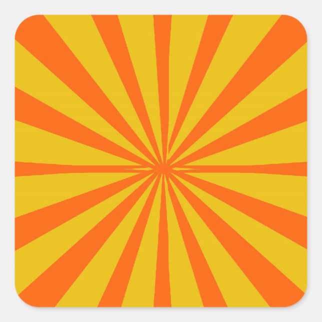 Groovy Retro Gold & Orange Background Square Sticker (Front)
