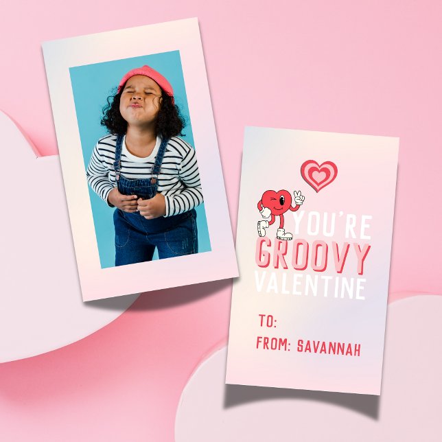 Groovy Retro Gradient Valentine's Classroom Card (Groovy Retro Gradient Valentine's Classroom Card)