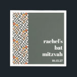 Groovy Retro Green Mushrooms Custom Bat Mitzvah  Napkin<br><div class="desc">Groovy Retro Green Mushrooms Custom Bat Mitzvah Napkins</div>