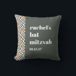 Groovy Retro Green Mushrooms Custom Bat Mitzvah  Throw Pillow<br><div class="desc">Groovy Retro Green Mushrooms Custom Bat Mitzvah Throw Pillow</div>