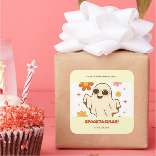 Groovy Retro Halloween Spooktacular Favour Square Sticker