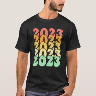 Groovy Retro Happy New Year 2023 New Year's Eve Pa T-Shirt