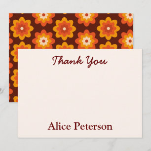 Groovy Retro Hippie Flower Bridal Shower Thank You Card